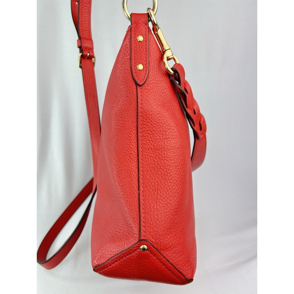 COACH Mini Abby Duffel Shoulder Crossbody Bag RED Pebble Leather - Picture 9 of 16